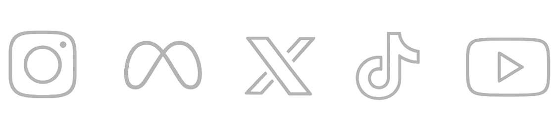 Instagram, Meta, X, TikTok, and YouTube icons