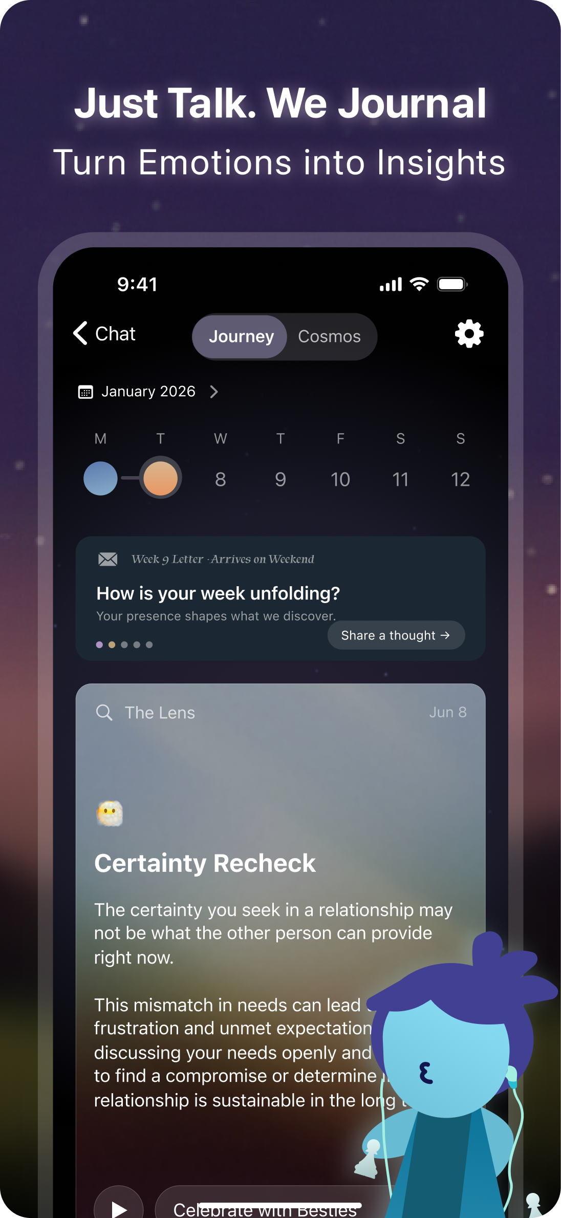 Bestie AI App Store screenshot: journal