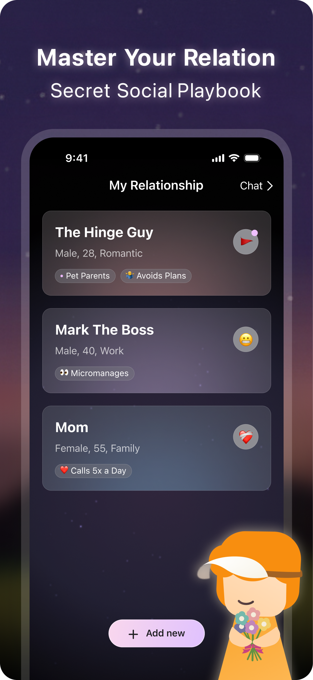 Bestie AI App Store screenshot: relationship playbook