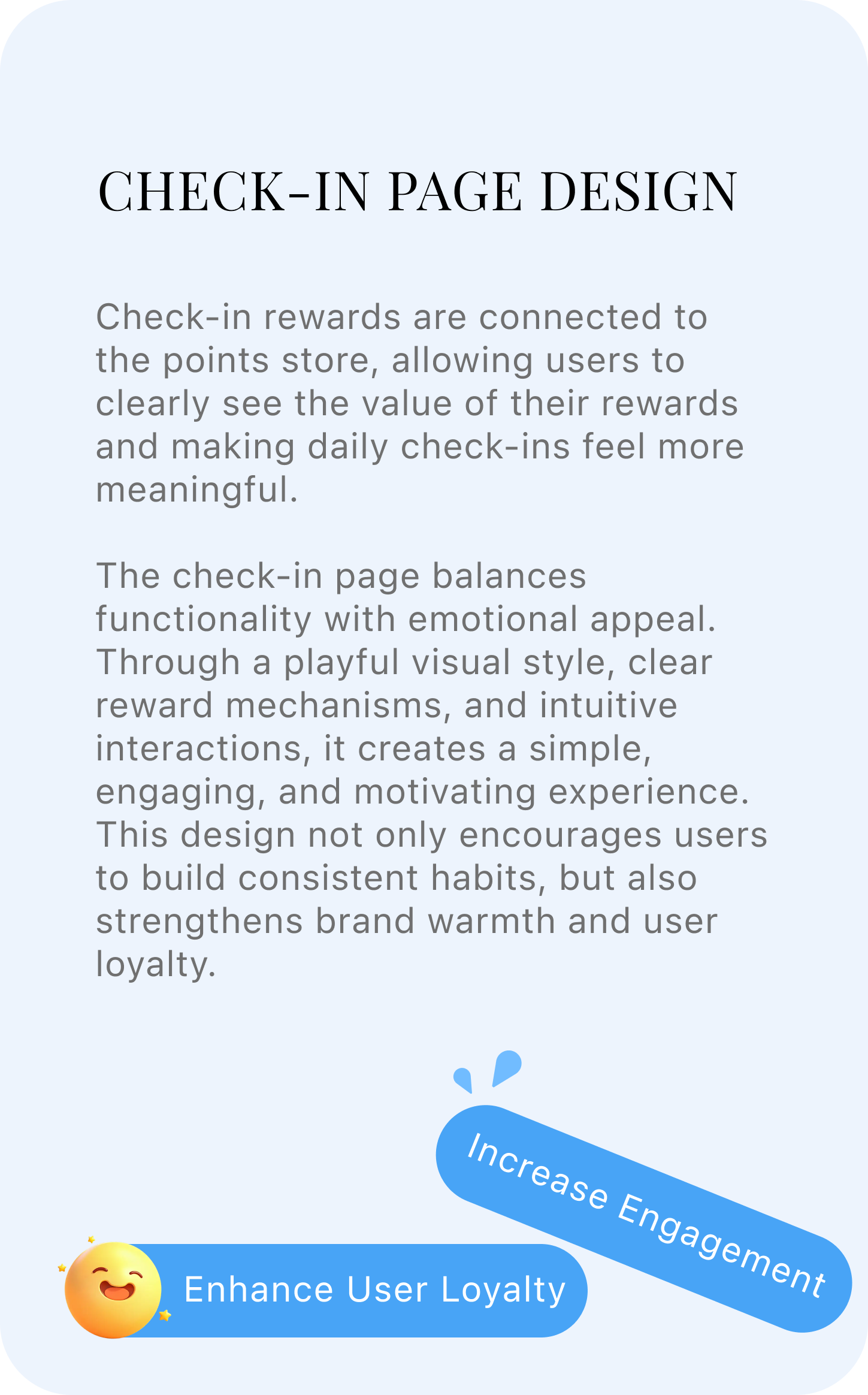 Check-in page design explanation panel