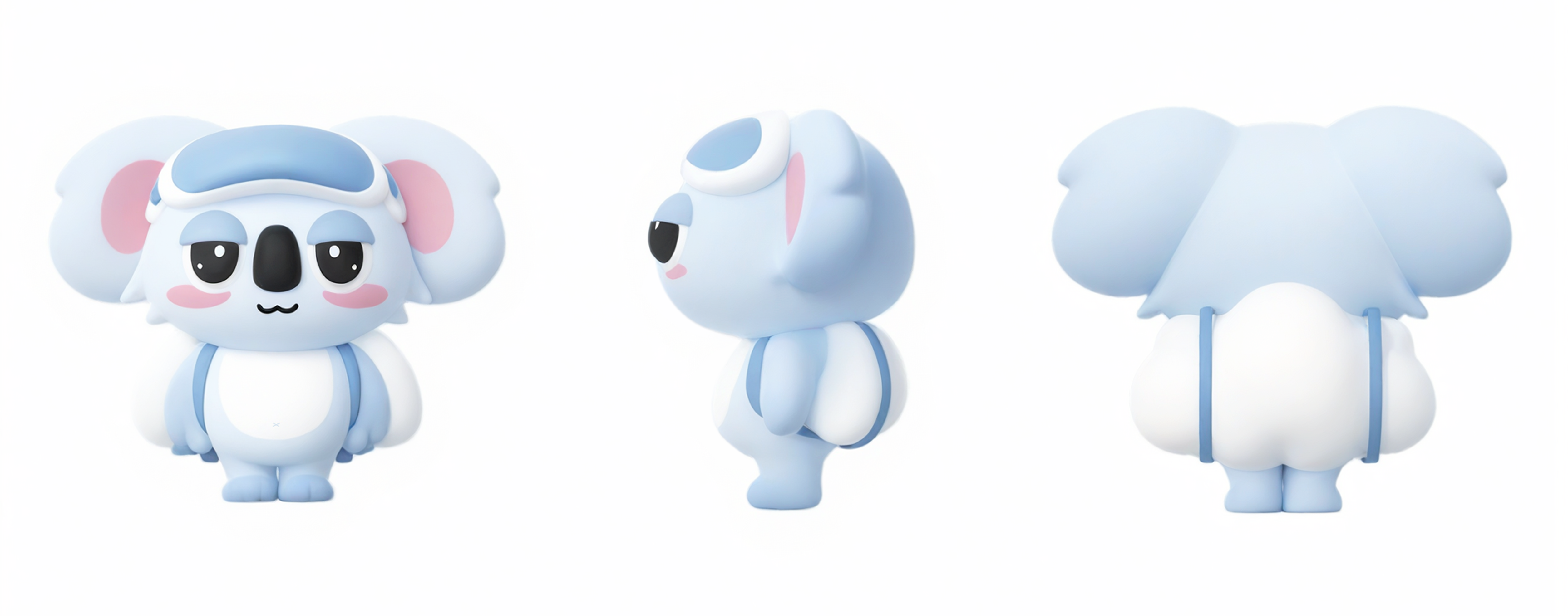 Hoo Hoo Sleep koala character front, side, and back views