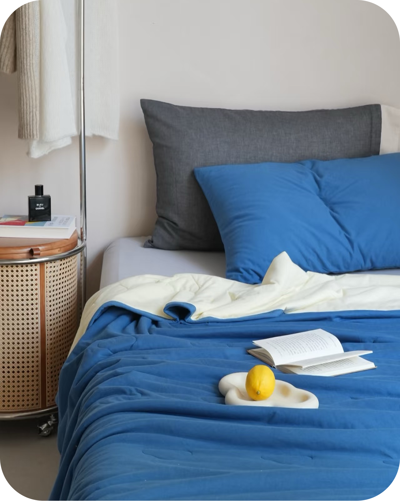 Bedroom lifestyle reference used in the logo design board